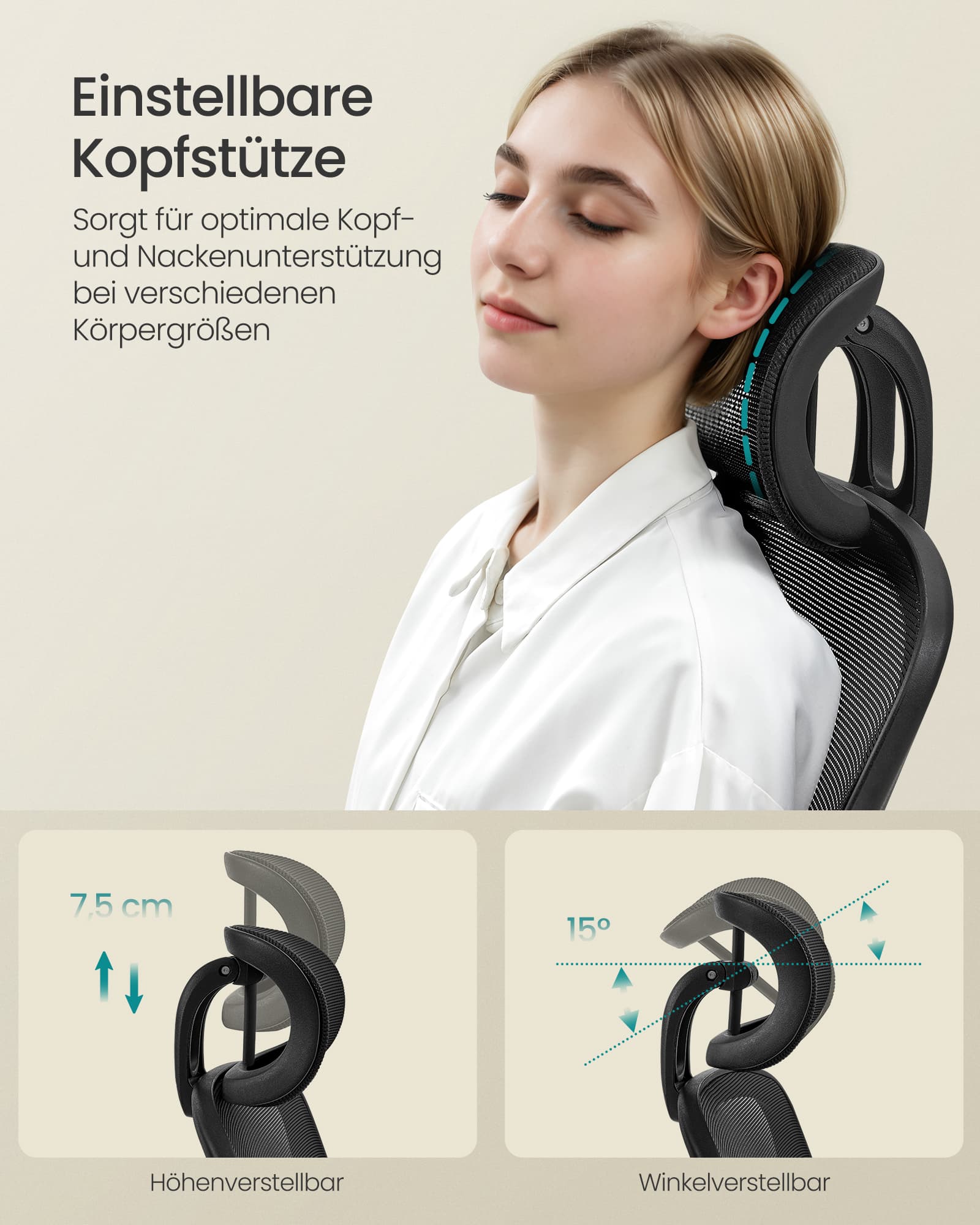 Ergonomiška biuro kėdė su tinkleliu, juoda