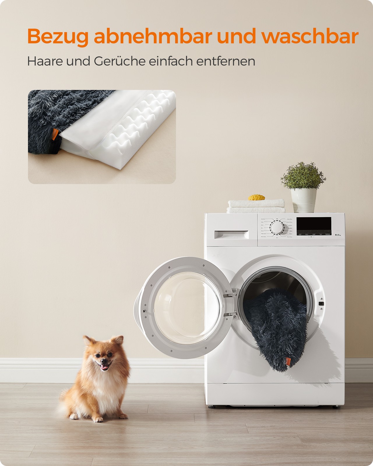 Šunų guolis M, tamsiai pilkas, 76 × 58 × 23 cm