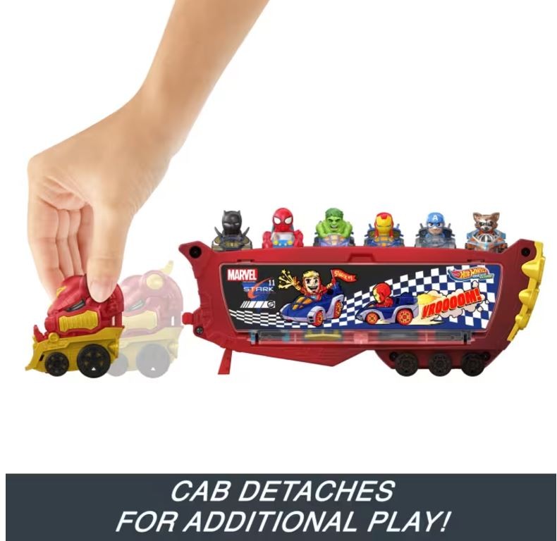 Sunkvežimis marvel hulkbuster hauler truck iš hot wheels racerverse, telpa 10 vnt.