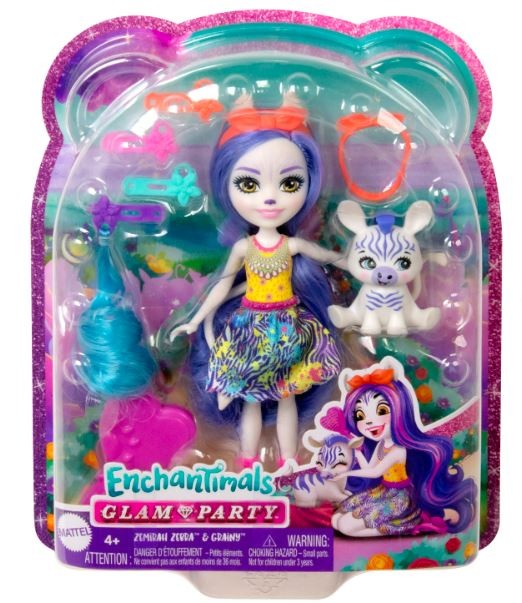 Lėlė zebrė enchantimals glam & party