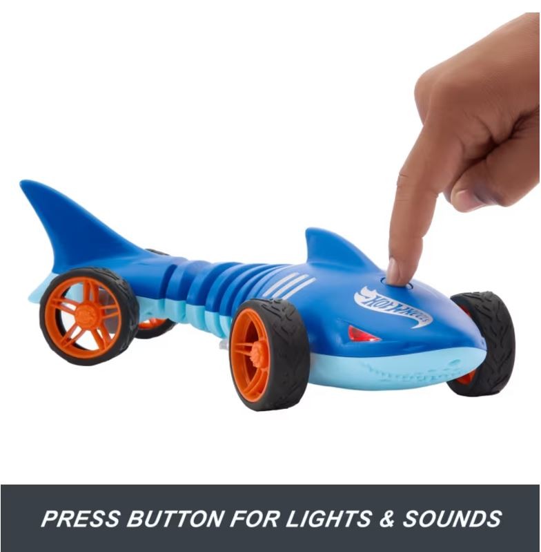 Radijo bangomis valdomas ryklys hot wheels rc, mėlynas