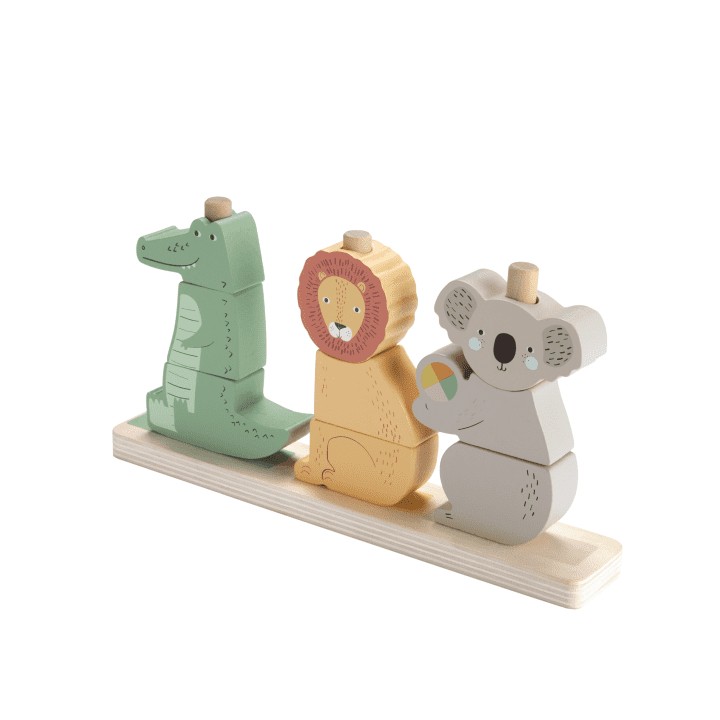 Medinis bokštelis su gyvūnais fisher price wood hxv04,10 dalių