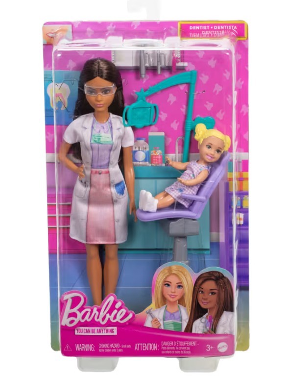 Barbė odontologė su paciento lėle