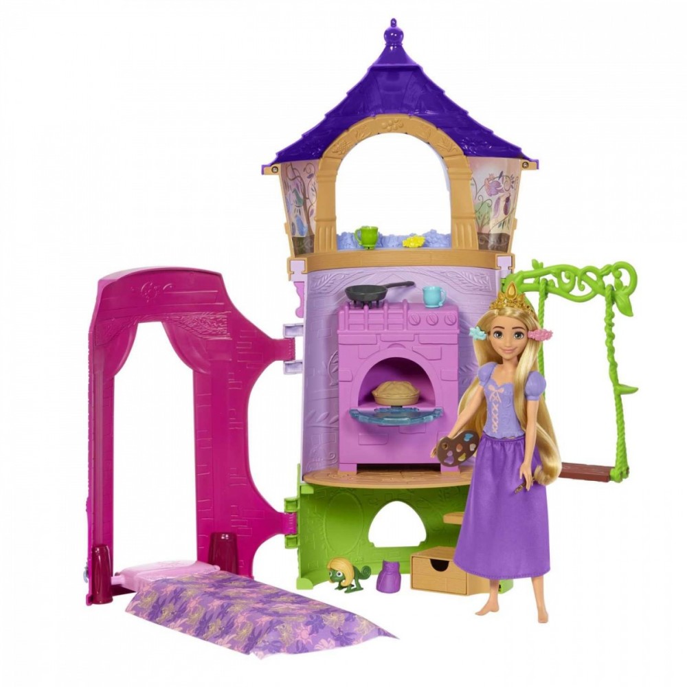 Lėlė auksaplaukė ir bokšto rinkinys disney princess