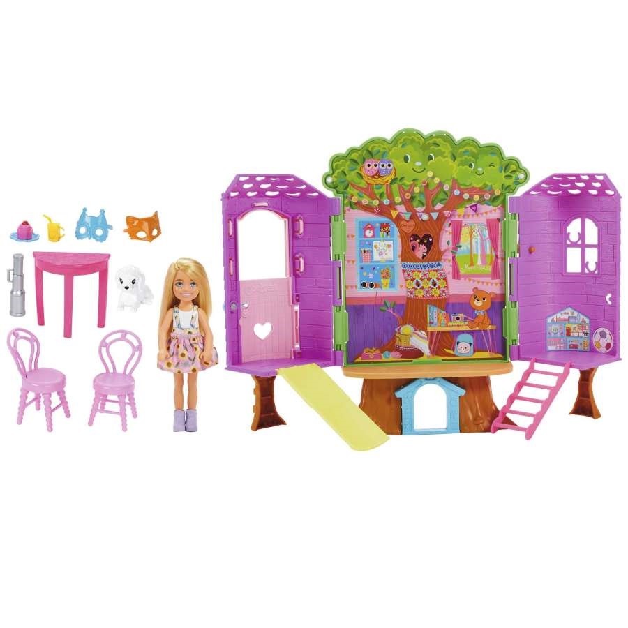 Lėlė su žaidimų namelių barbie chelsea treehouse, hpl70