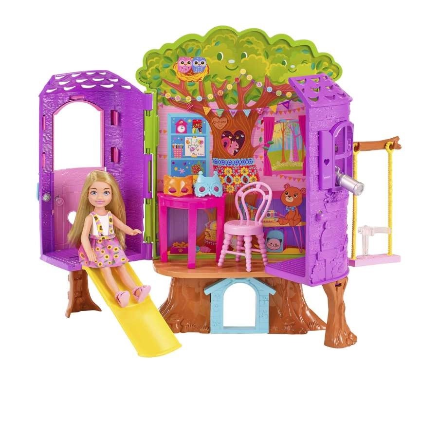 Lėlė su žaidimų namelių barbie chelsea treehouse, hpl70