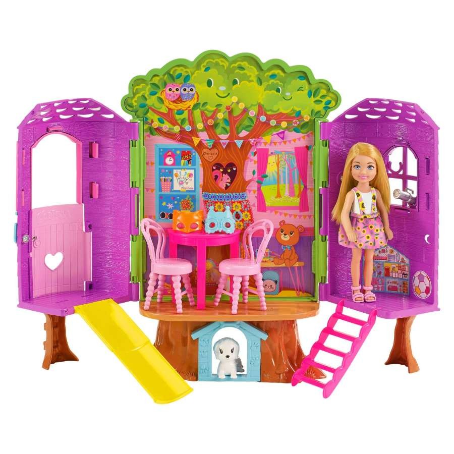 Lėlė su žaidimų namelių barbie chelsea treehouse, hpl70