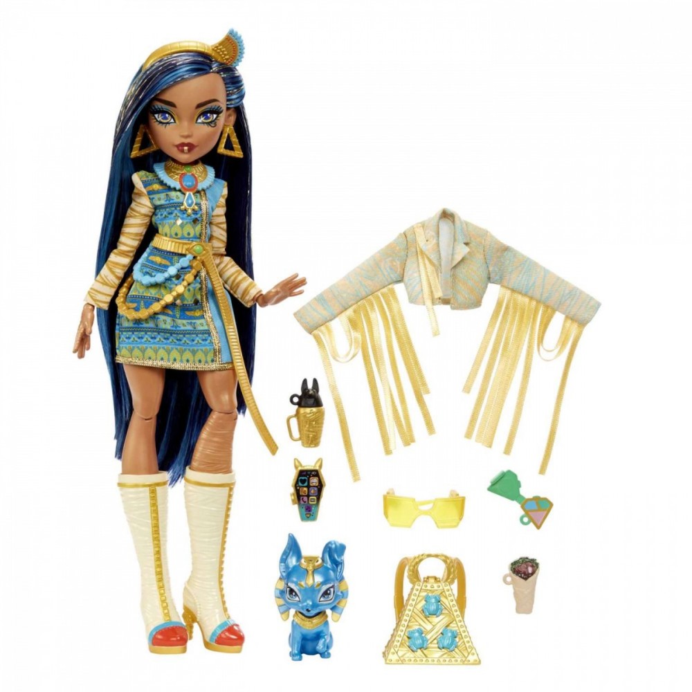 Lėlė su aksesuarų rinkiniu monster high core cleo de nile