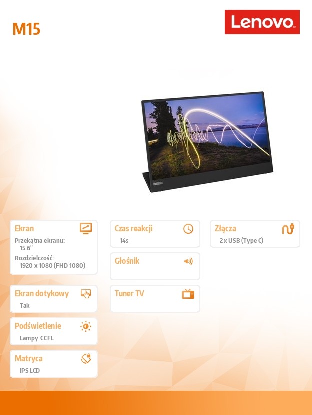 Monitorius lenovo 62cauat1wl, 15.6