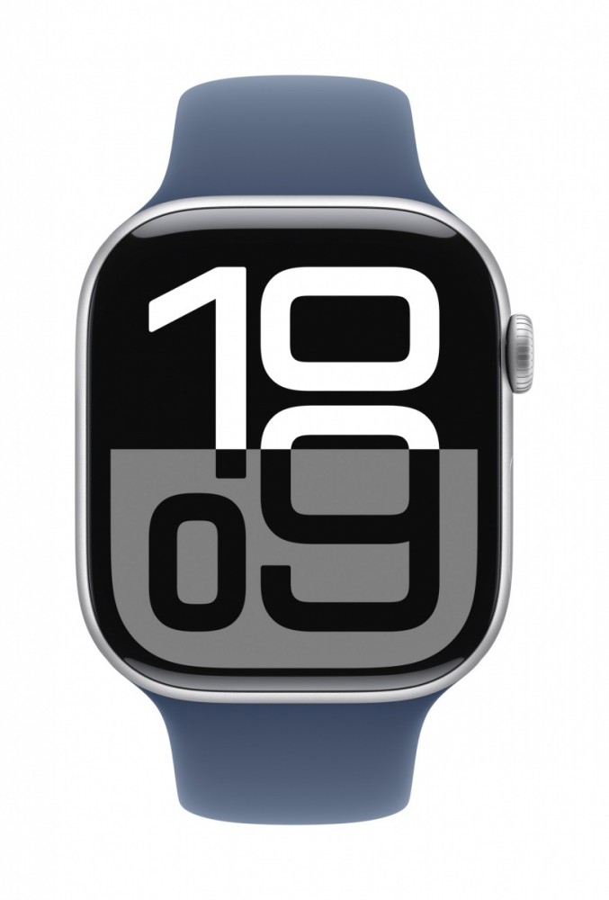 Išmanusis laikrodis apple watch series 10 gps 42mm silver aluminium case with denim sport band - m/l mwwc3et/a