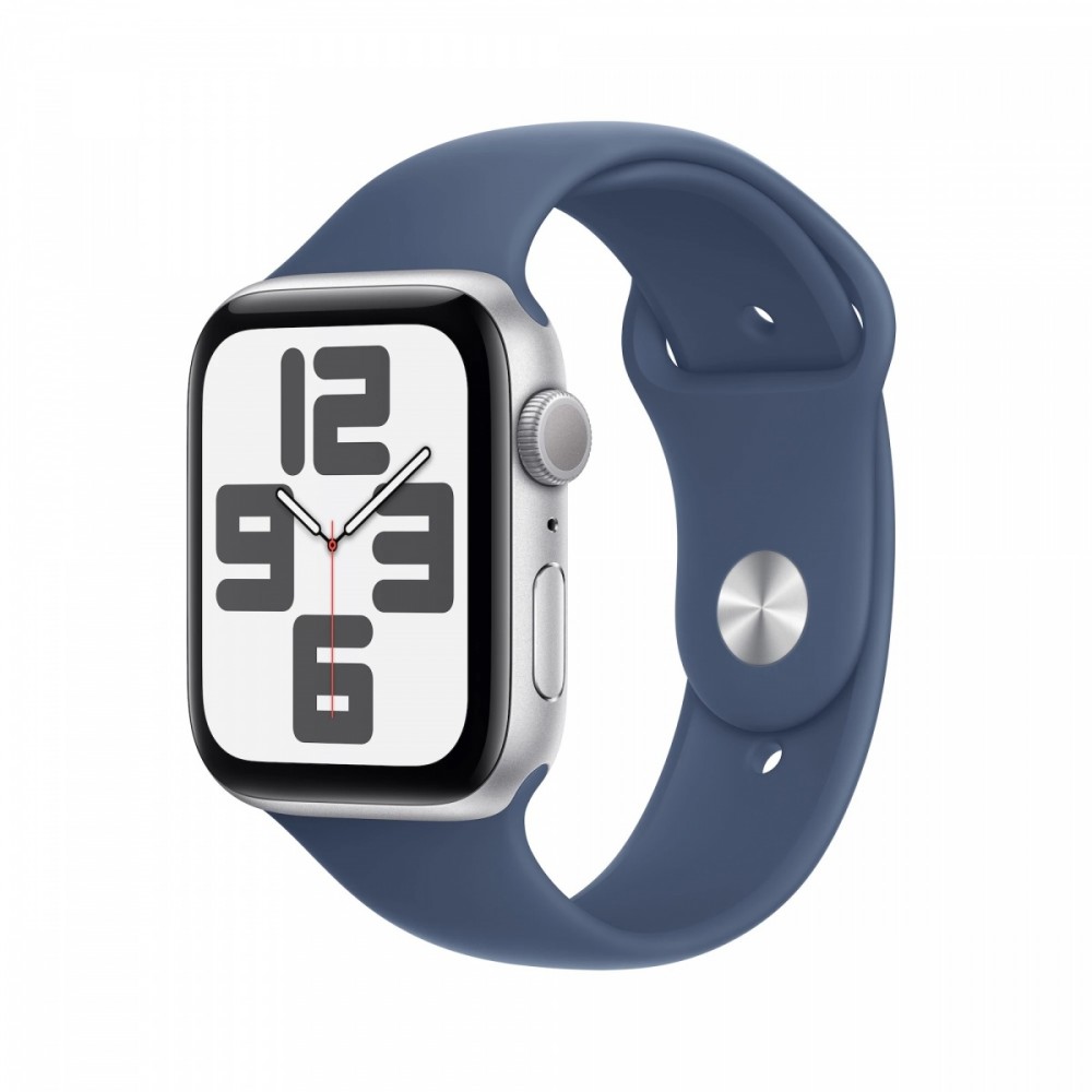 Išmanusis laikrodis apple watch se gps 44mm silver aluminium case with denim sport band - m/l mxer3et/a