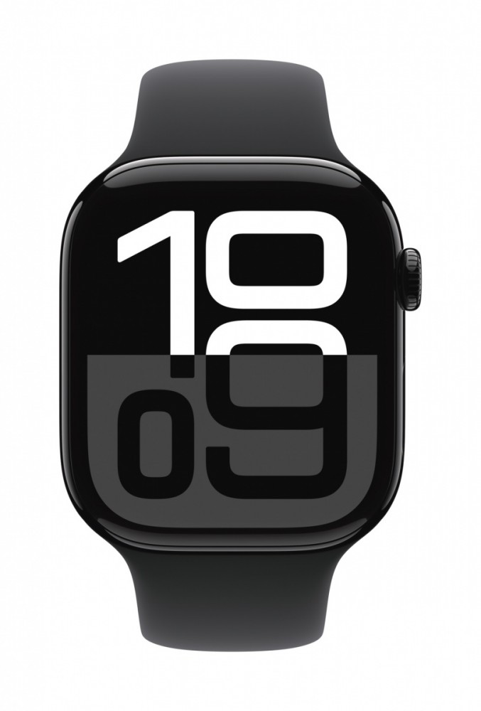 Išmanusis laikrodis apple watch series 10 gps 46mm jet black aluminium case with black sport band - m/l mwwq3et/a