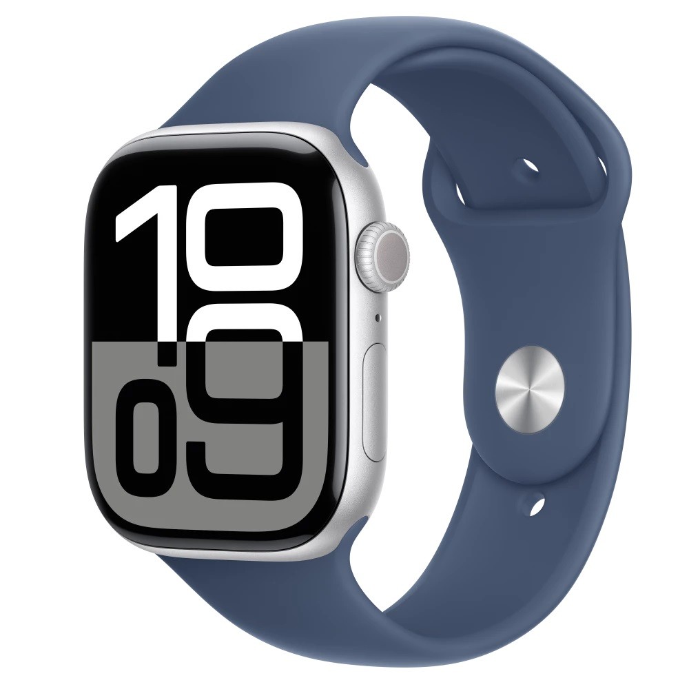 Išmanusis laikrodis apple watch series 10 gps 46mm silver aluminium case with denim sport band - m/l mwwm3et/a