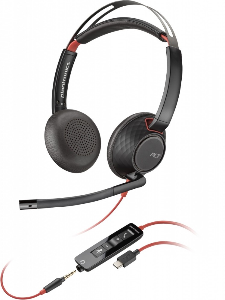 Hp poly blackwire 5220 stereo usb-c ausinės + 3,5 mm kištukas + usb-c/a adapteris