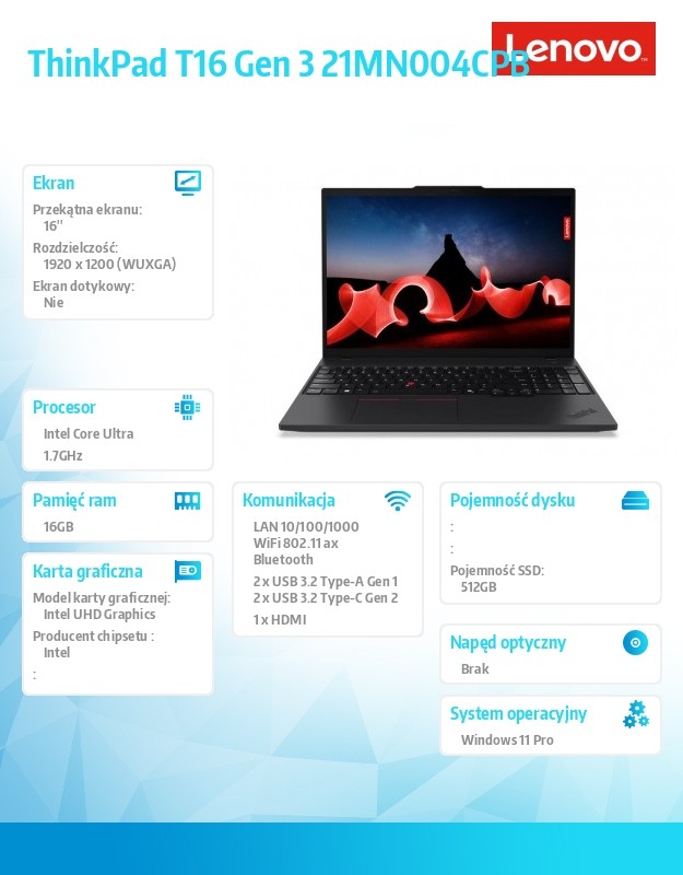 Lenovo thinkpad t16 gen 3 (21mn004cpb)