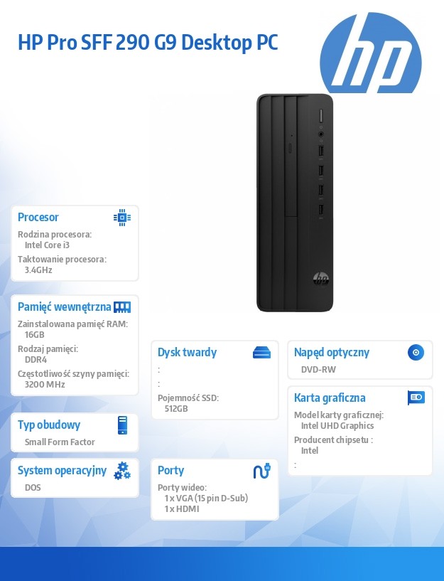 Kompiuteris stacionarus kompiuteris - hp pro 290 g9 sff i3-13100 16gb ddr4 ssd512 dvd uhd 730 noos 3y onsite
