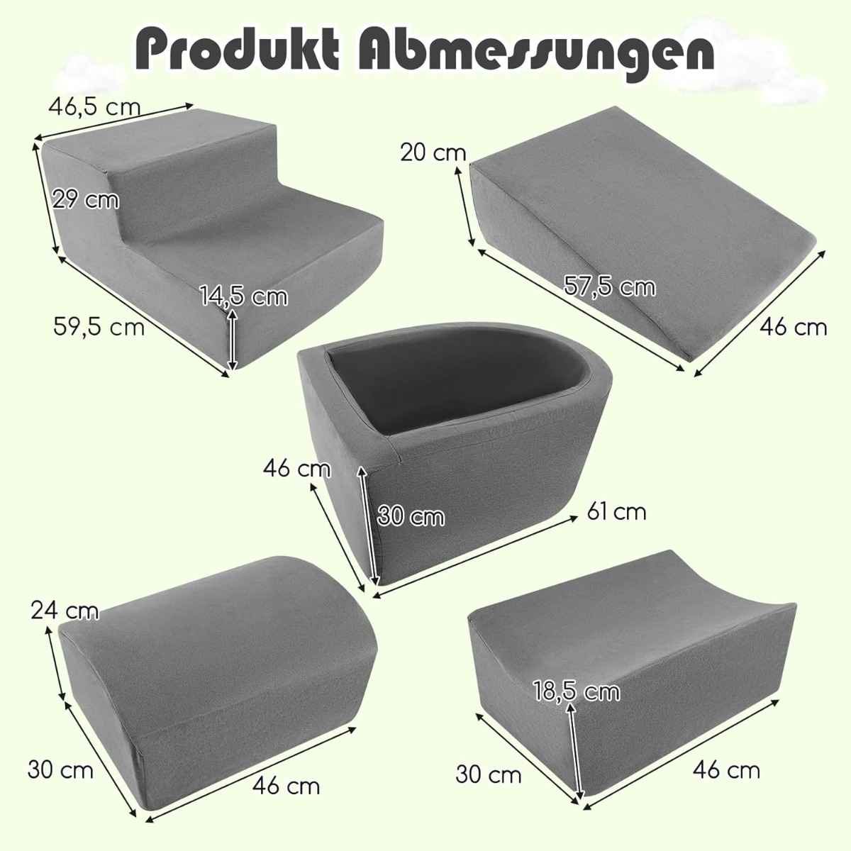 Kempininiai blokai pilki 5 vnt. 2