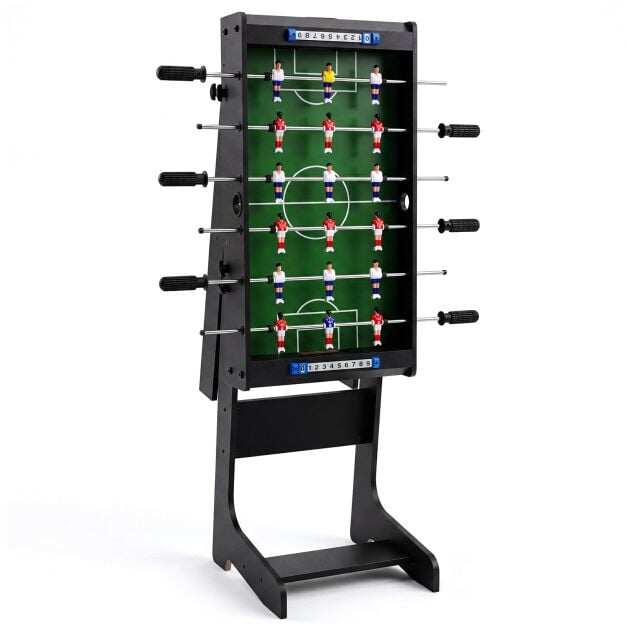 Sulankstomas stalo futbolo stalas su rezultatų skaitikliu, juodas, 69 x 60 x 71 cm