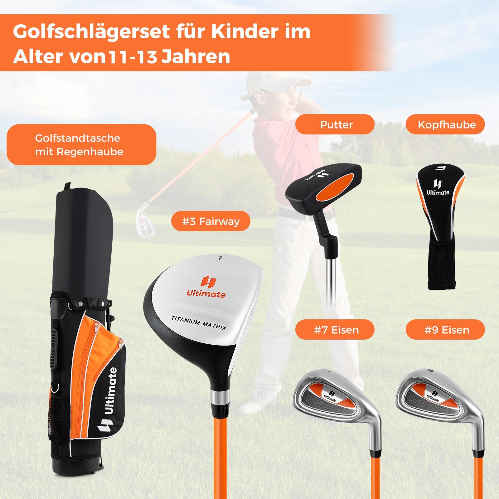 Golfo klubų rinkinys oranžinis 3