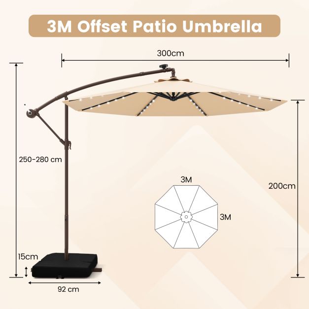 Šoninis pakabinamas skėtis 300 cm 3