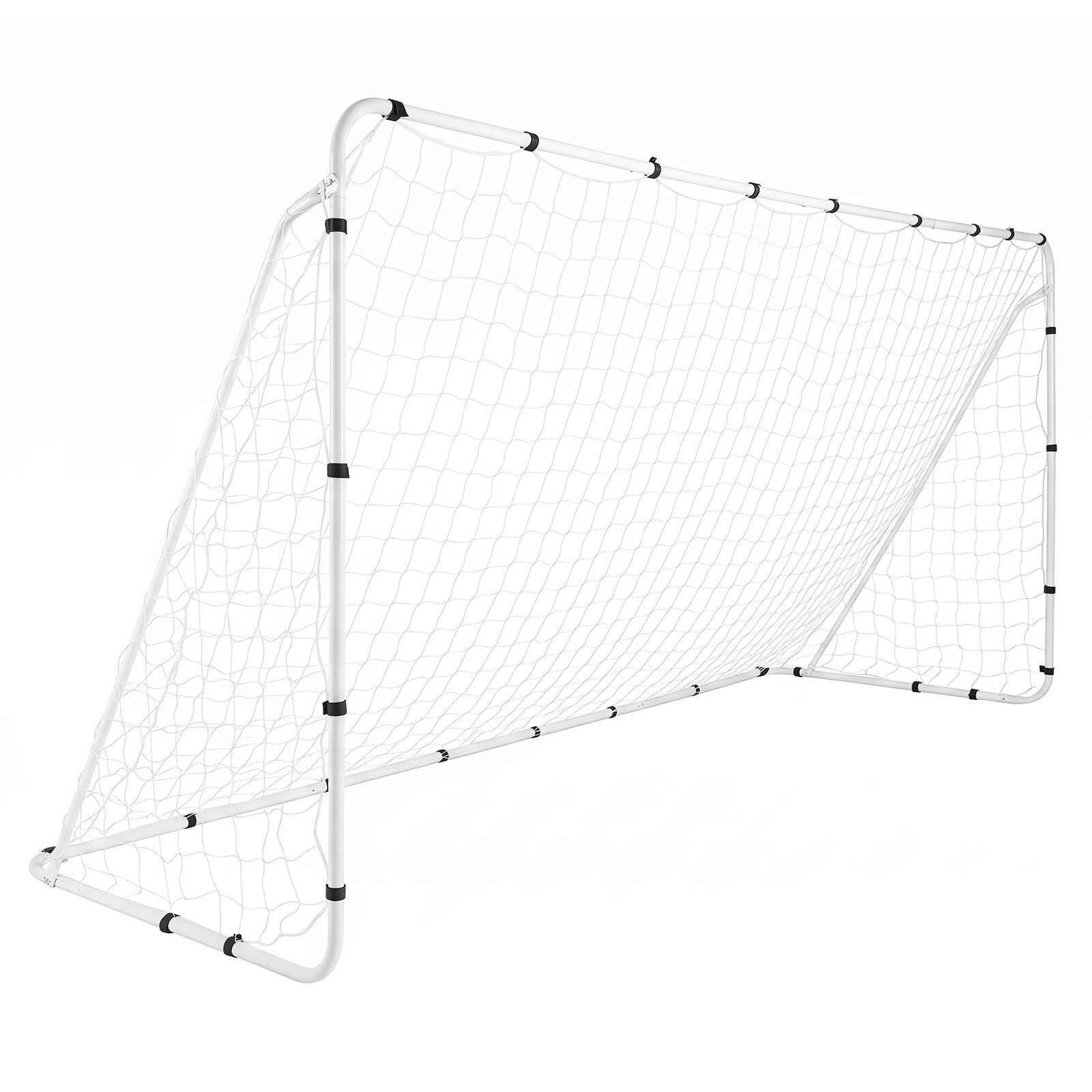 Futbola vārti ar metāla rāmi un PE tīklu, balti, 367 × 124 × 181 cm