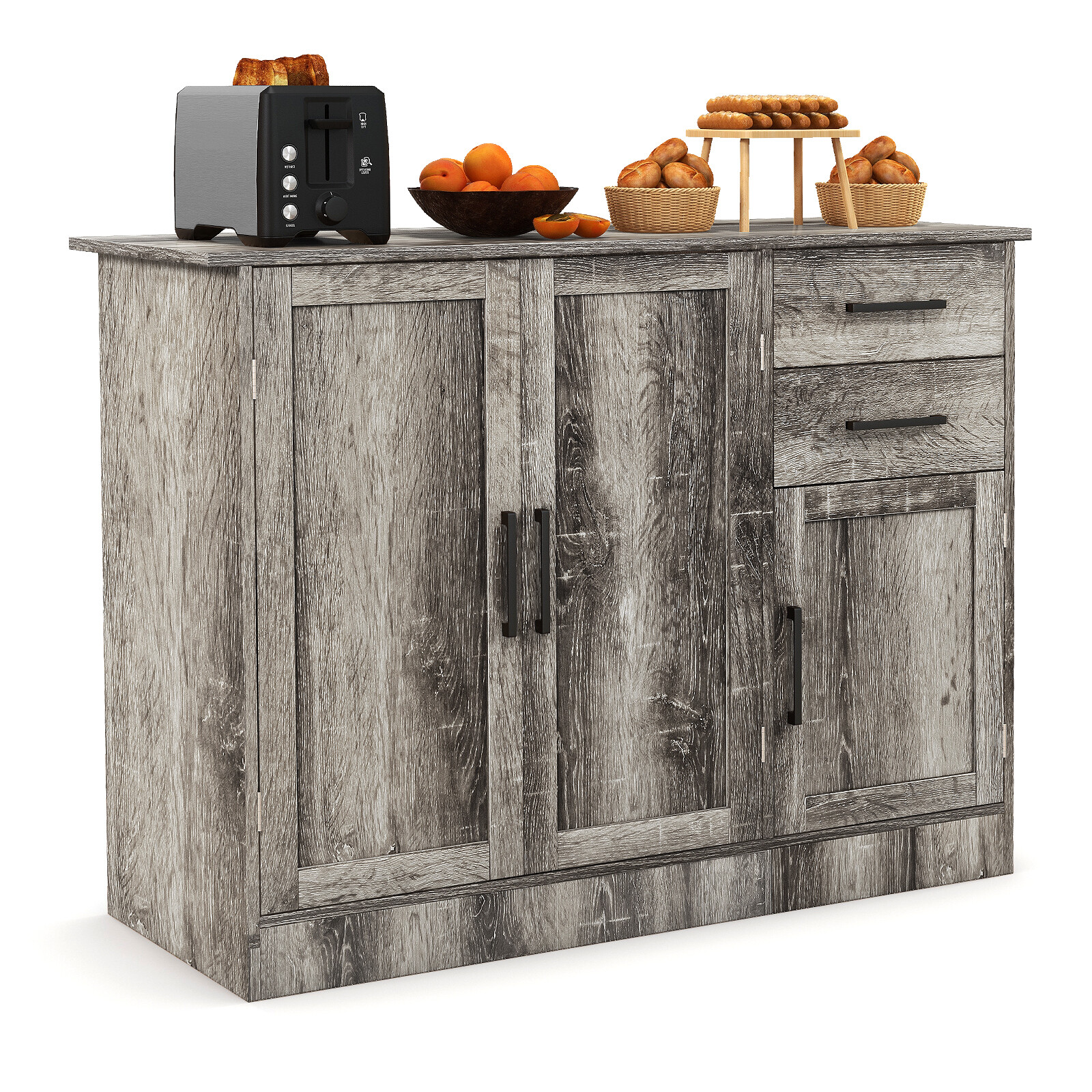Virtuves skapis ar 2 atvilktnēm un regulējamu plauktu, 110,5 × 40,6 × 78,7 cm