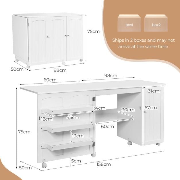 Siuvimo stalas 158 x 50 x 75 cm baltas 3