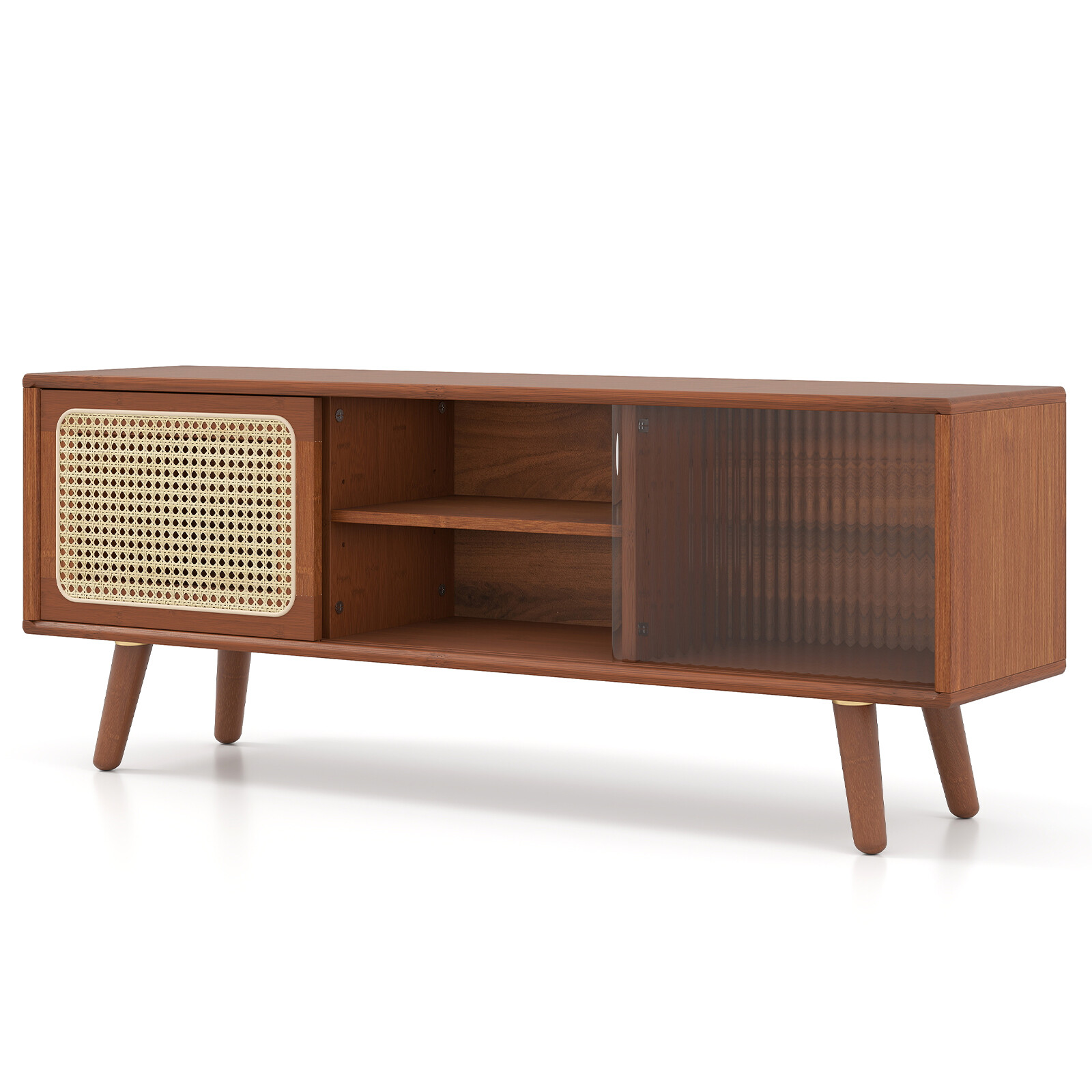 TV galds ar bīdāmām durtiņām un regulējamu plauktu, dabīgā krāsā, 120,7 x 30,5 x 45,7 cm