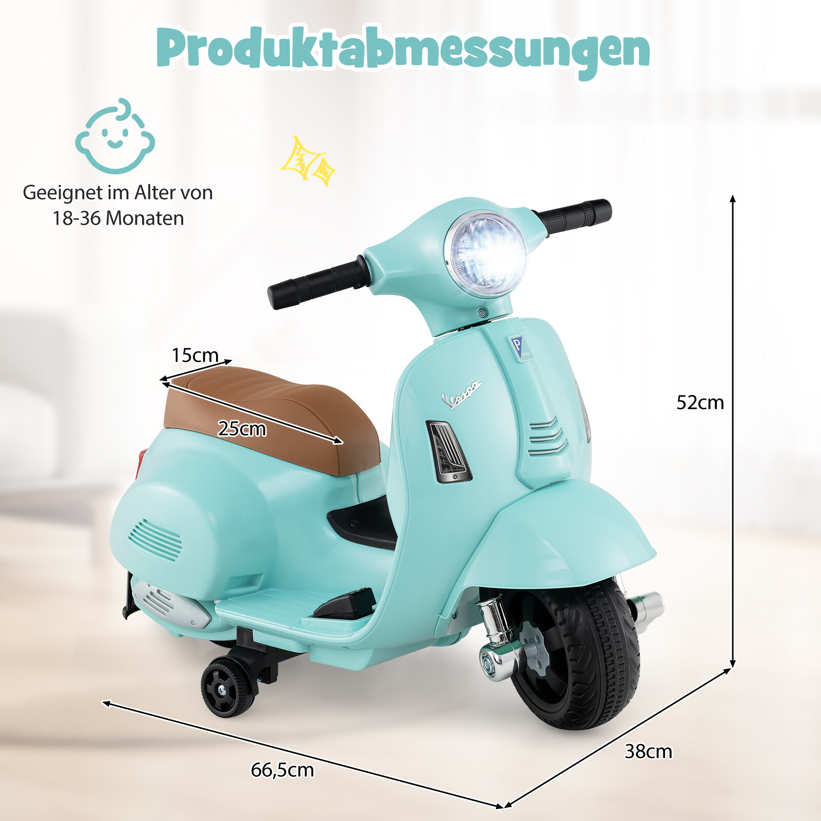 Vaikiškas elektrinis motociklas, 6 V 30 W, mėlynas, 66,5 × 38 × 52 cm 3