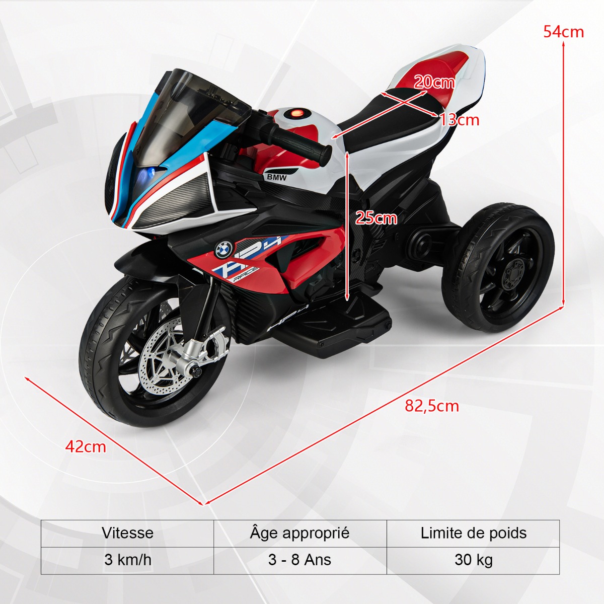 Vaikiškas elektrinis motociklas Raudonas 2