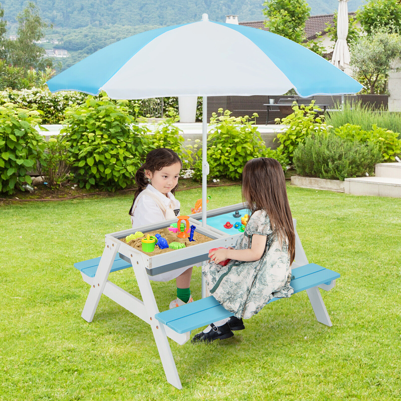 Pikniko stalas 3-in-1 (mėlyna/žalia/geltona)