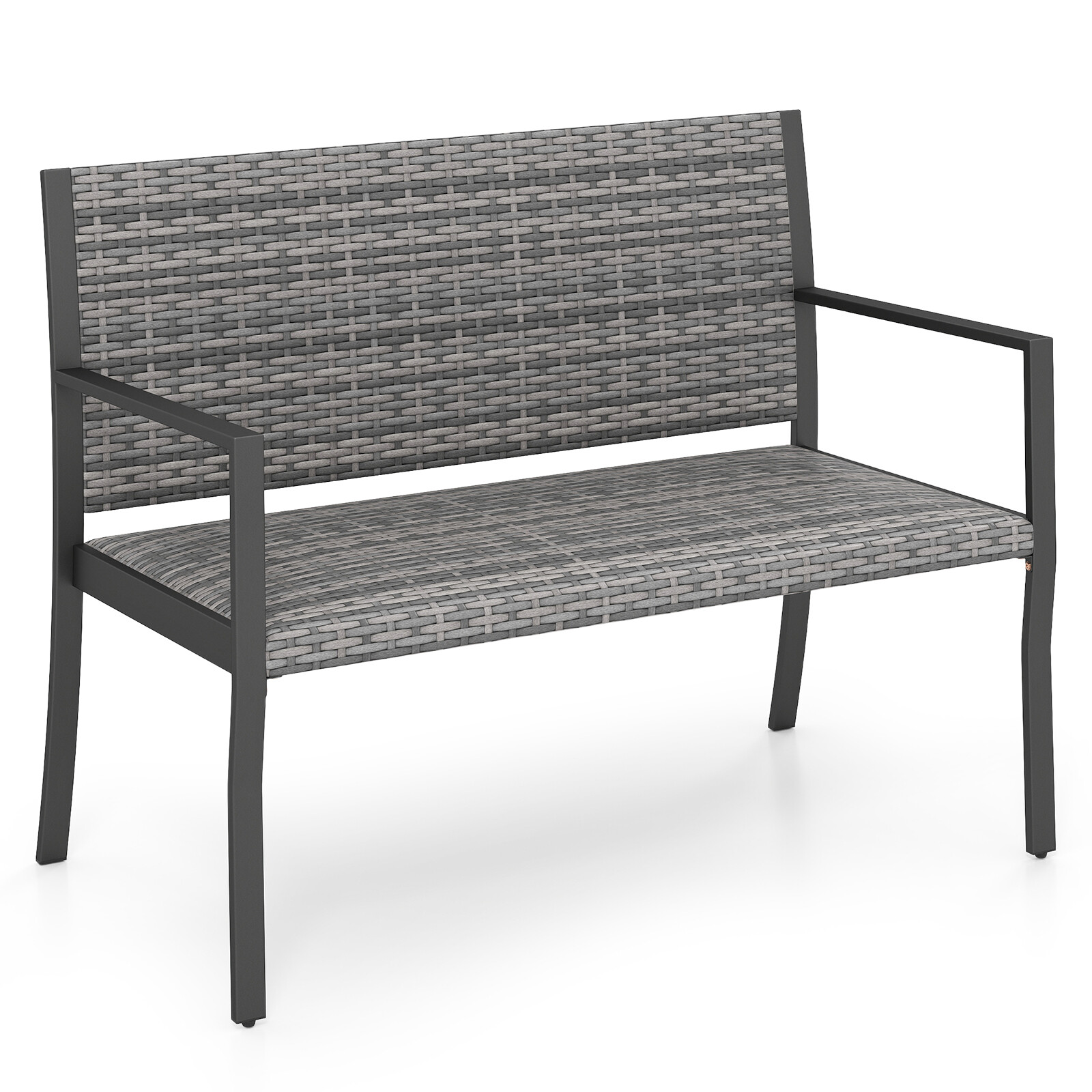 Lauko suoliukas 2 vietų su porankiais, pilkas, 110 × 55 × 84 cm 3