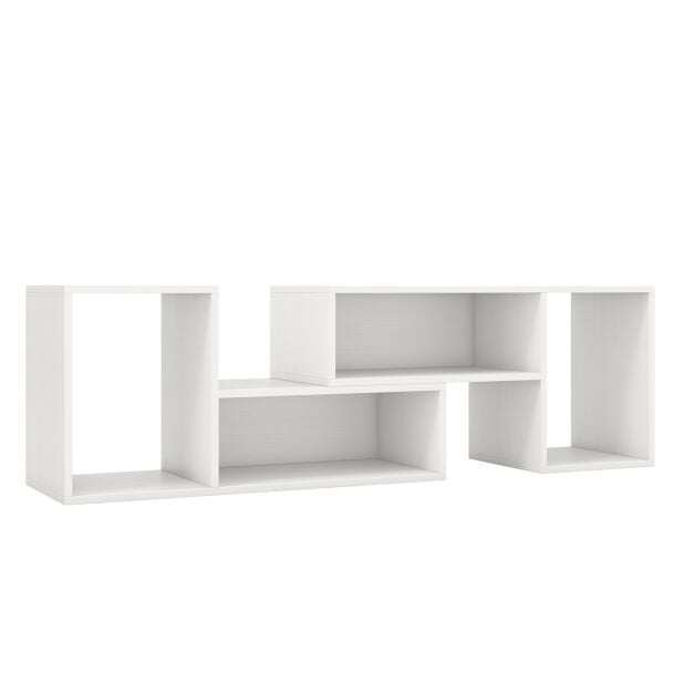 TV staliukas, 2 dalių su L formos lentynomis, juodos ir baltos spalvų, 80 × 30 × 40 cm 3