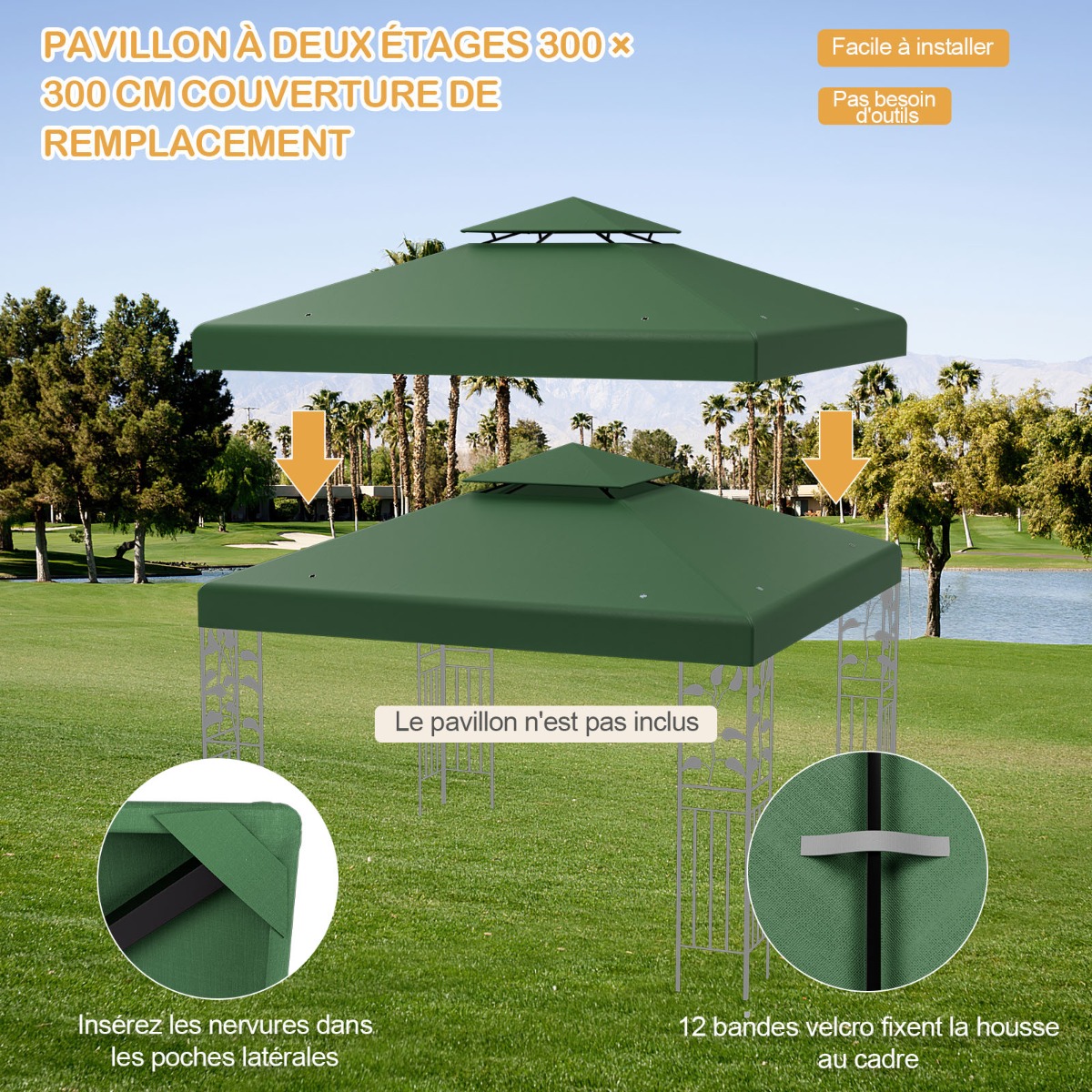 Paviljono stogo uždangalas 300 x 300 cm