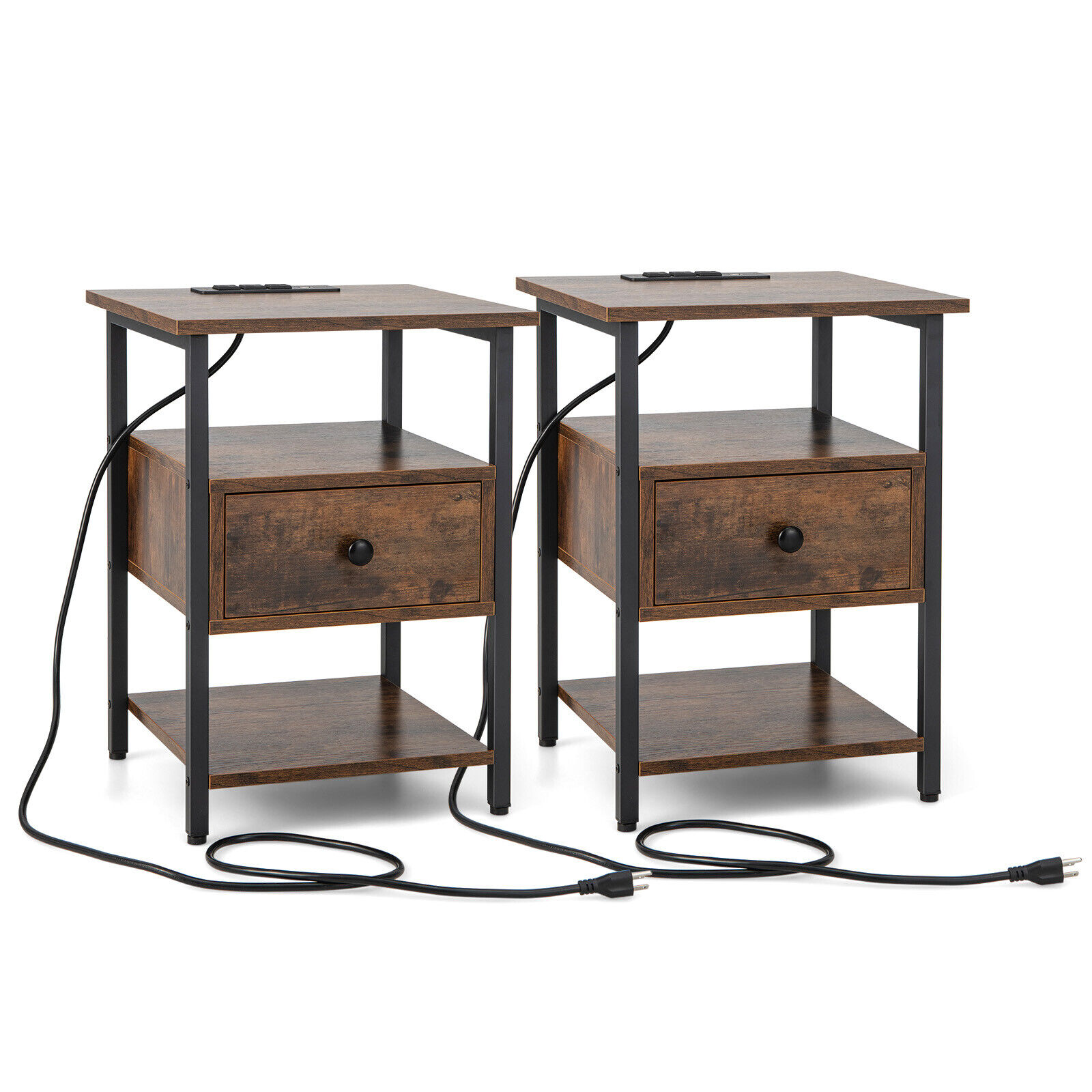 Naktinė spintelė Rustic Brown 2 vnt. 3
