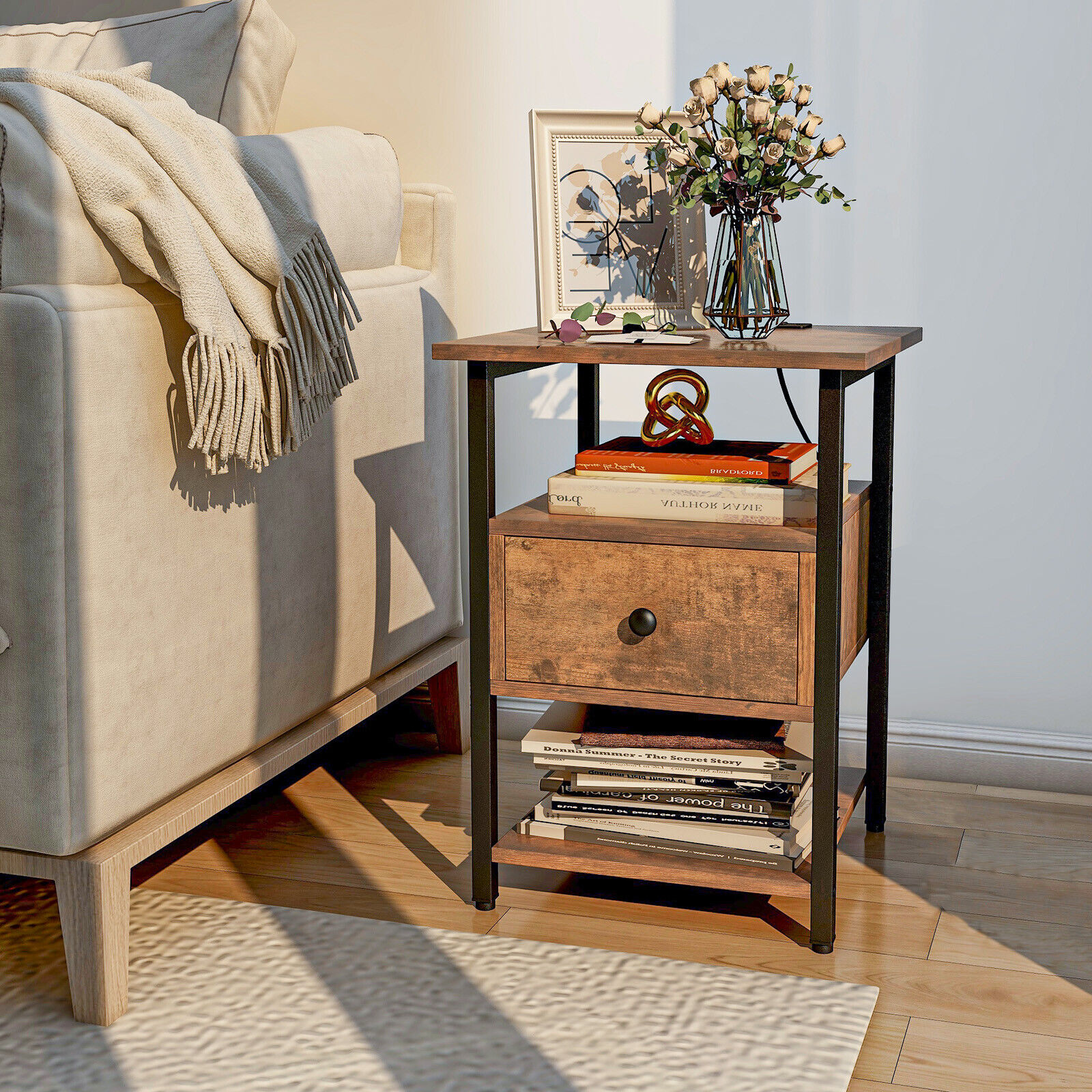 Naktinė spintelė Rustic Brown 2 vnt. 2
