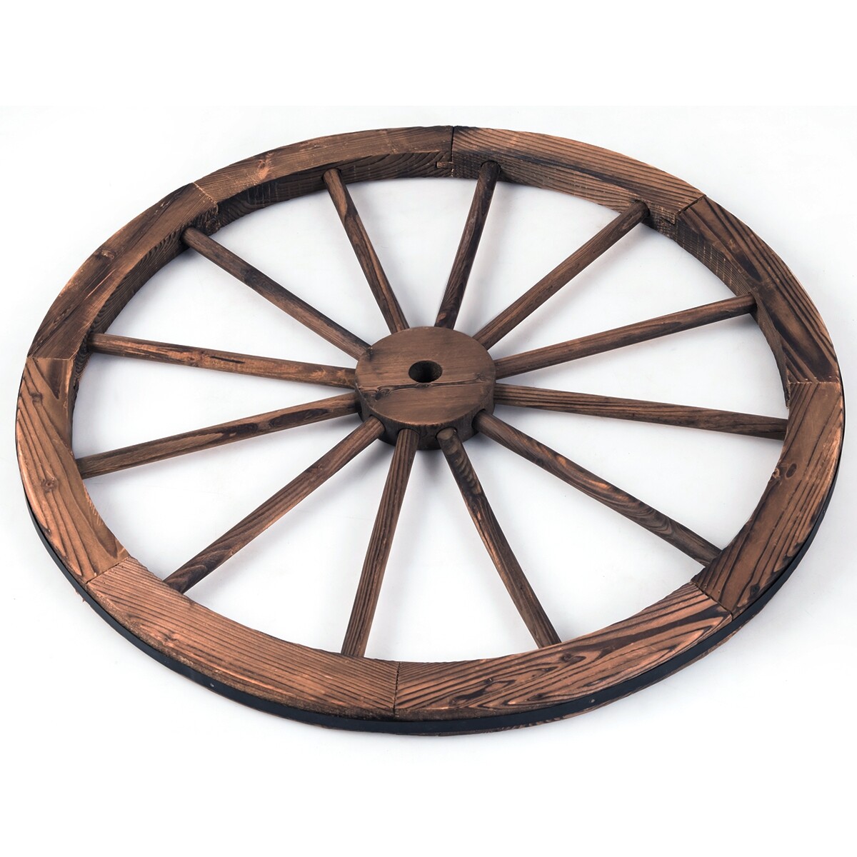 Dekoratyviniai vežimo ratai su metaliniu sutvirtinimu, rudi, 76 × 76 × 3,5 cm, 2 vnt.