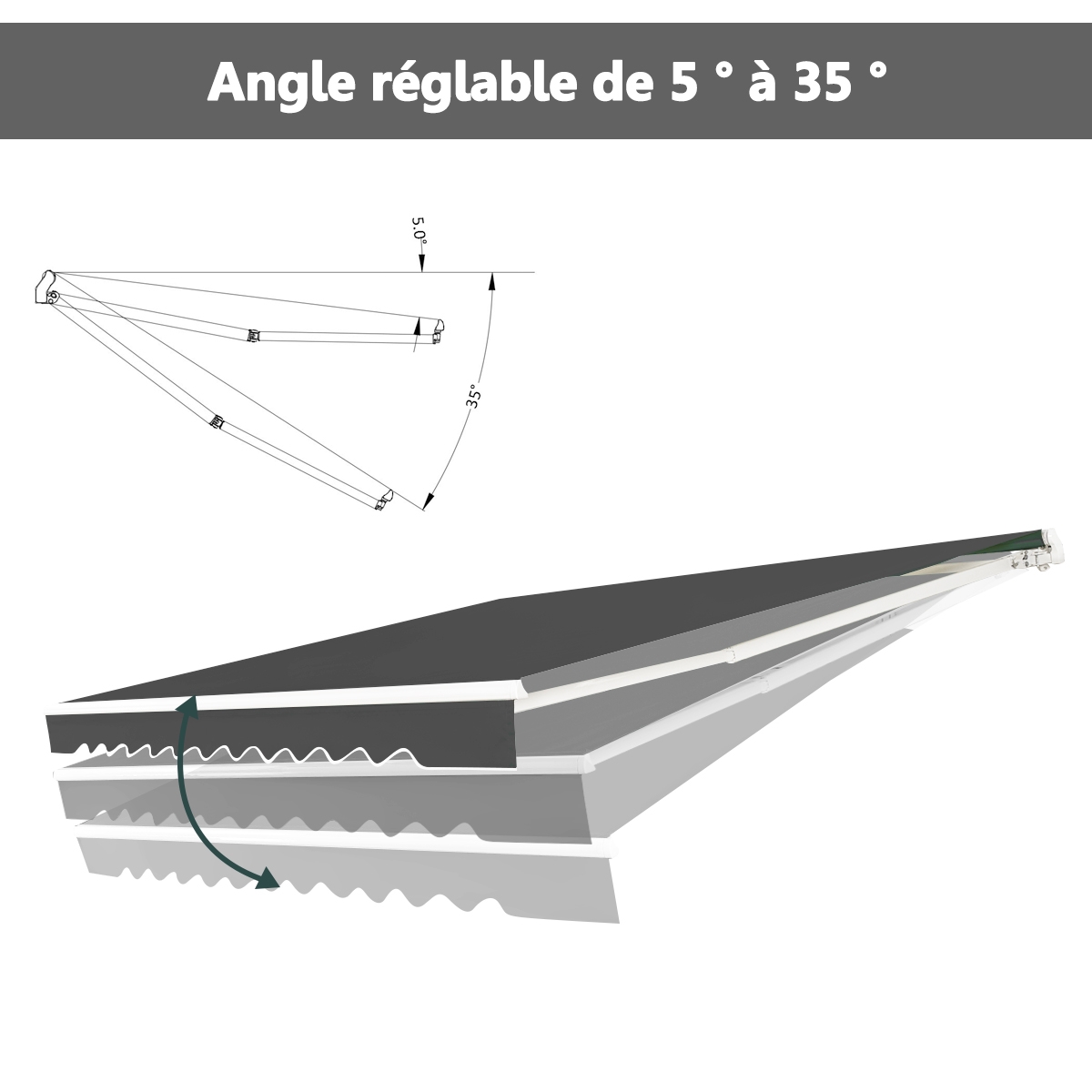 Markizė 3 x 2,5 m pilka 3