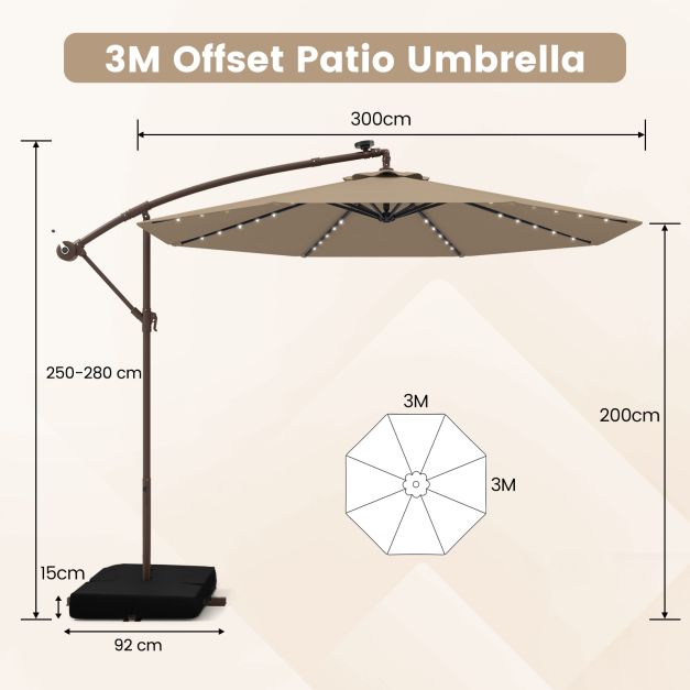 Pakabinamas skėtis 300 cm 3