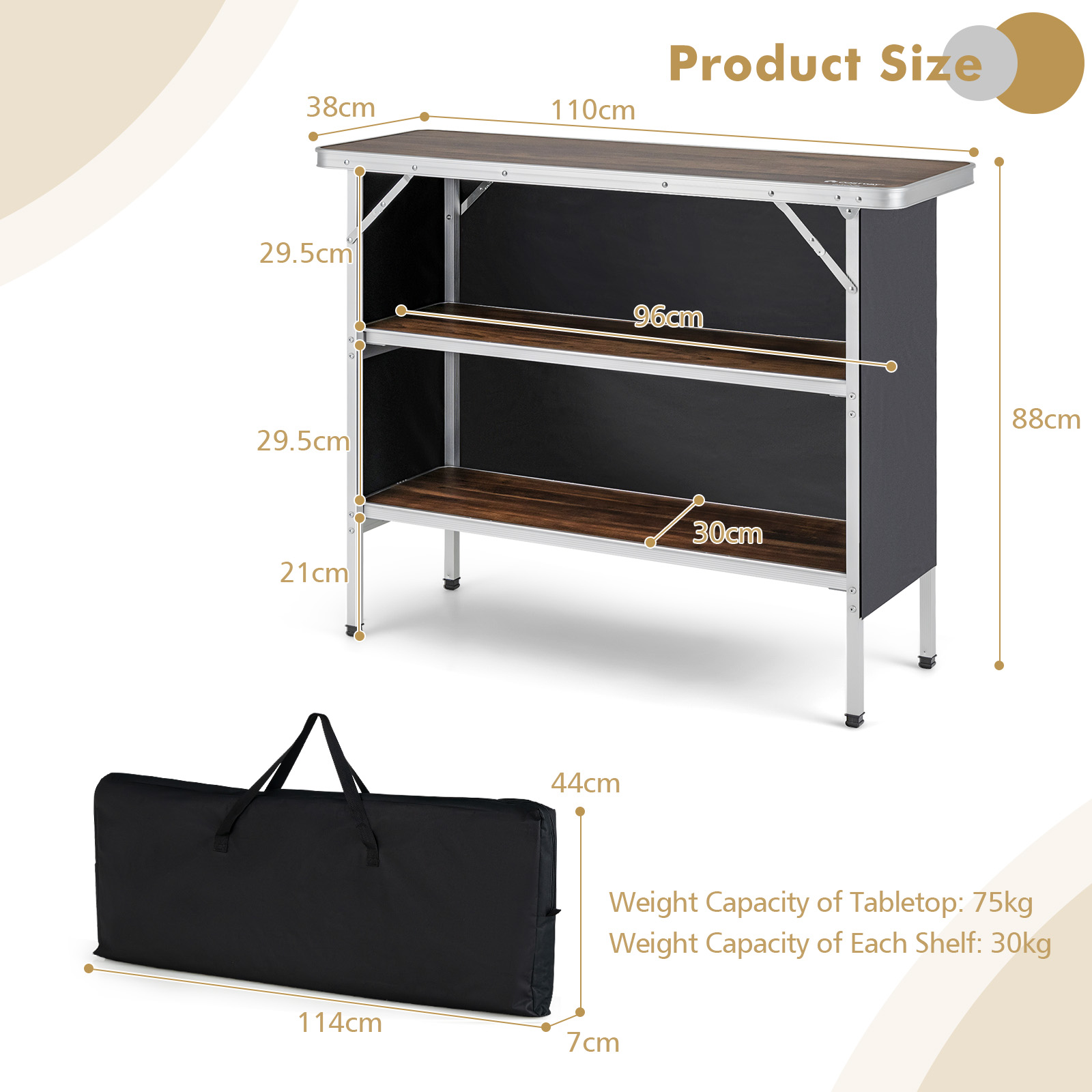 Sulankstomas stalas 110 x 38 x 88 cm 3