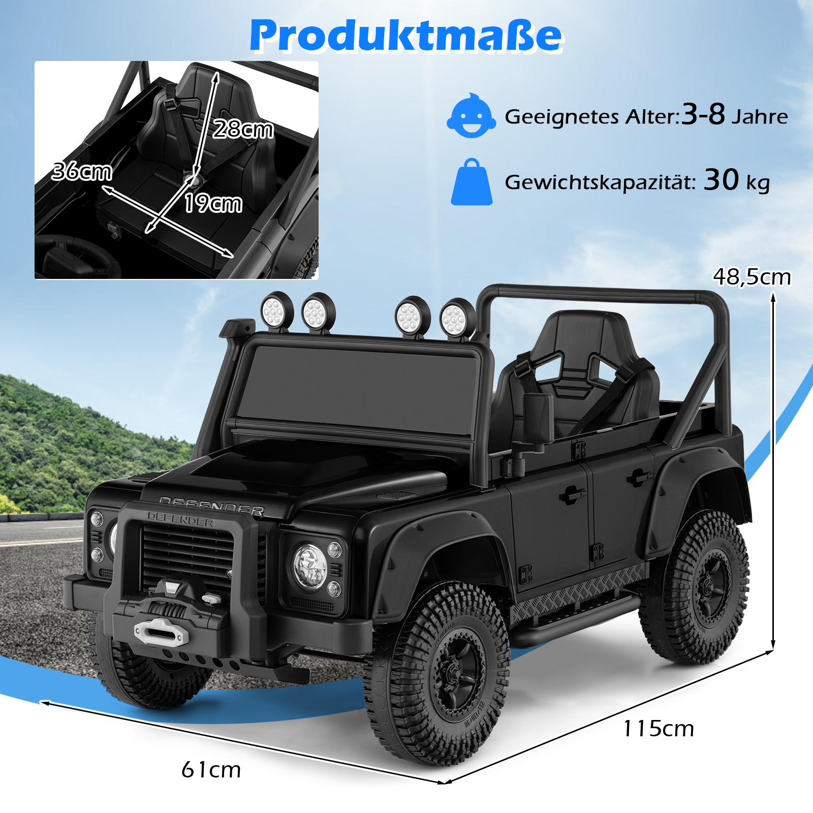 Elektrinis vaikiškas automobilis juodas 2