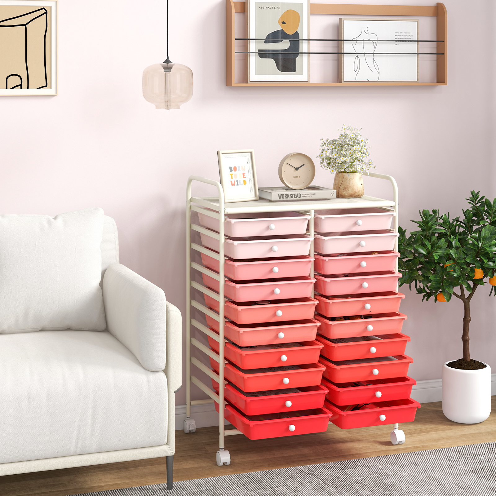 Vežimėlis 20 stalčių 63.5x38.1x86.4 cm