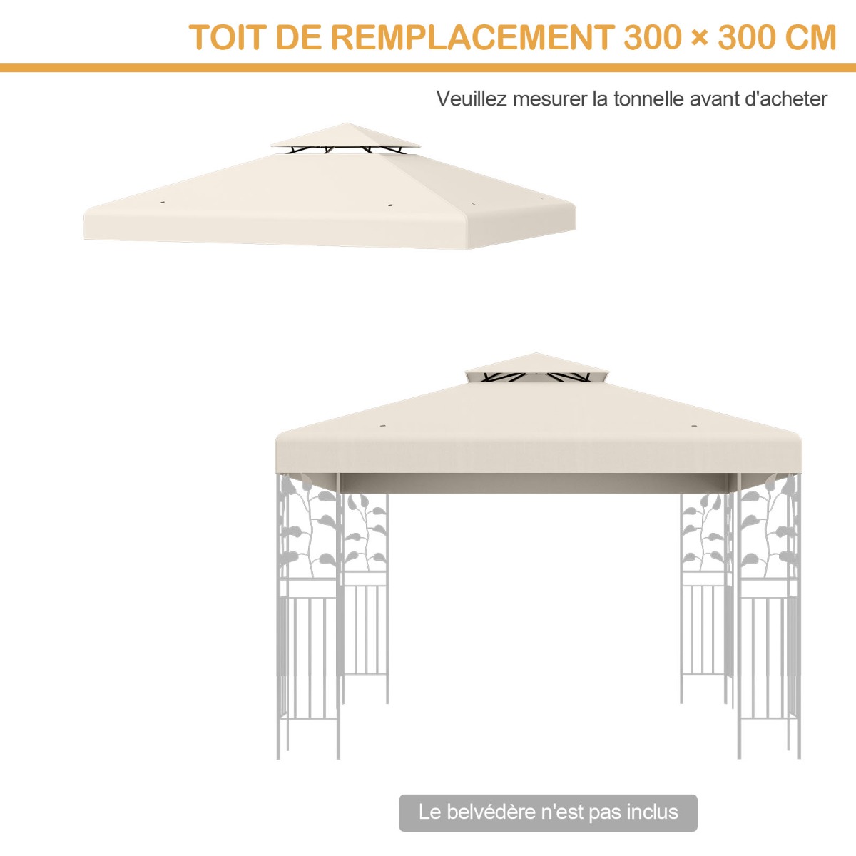 Paviljono stogo uždangalas 300 x 300 cm