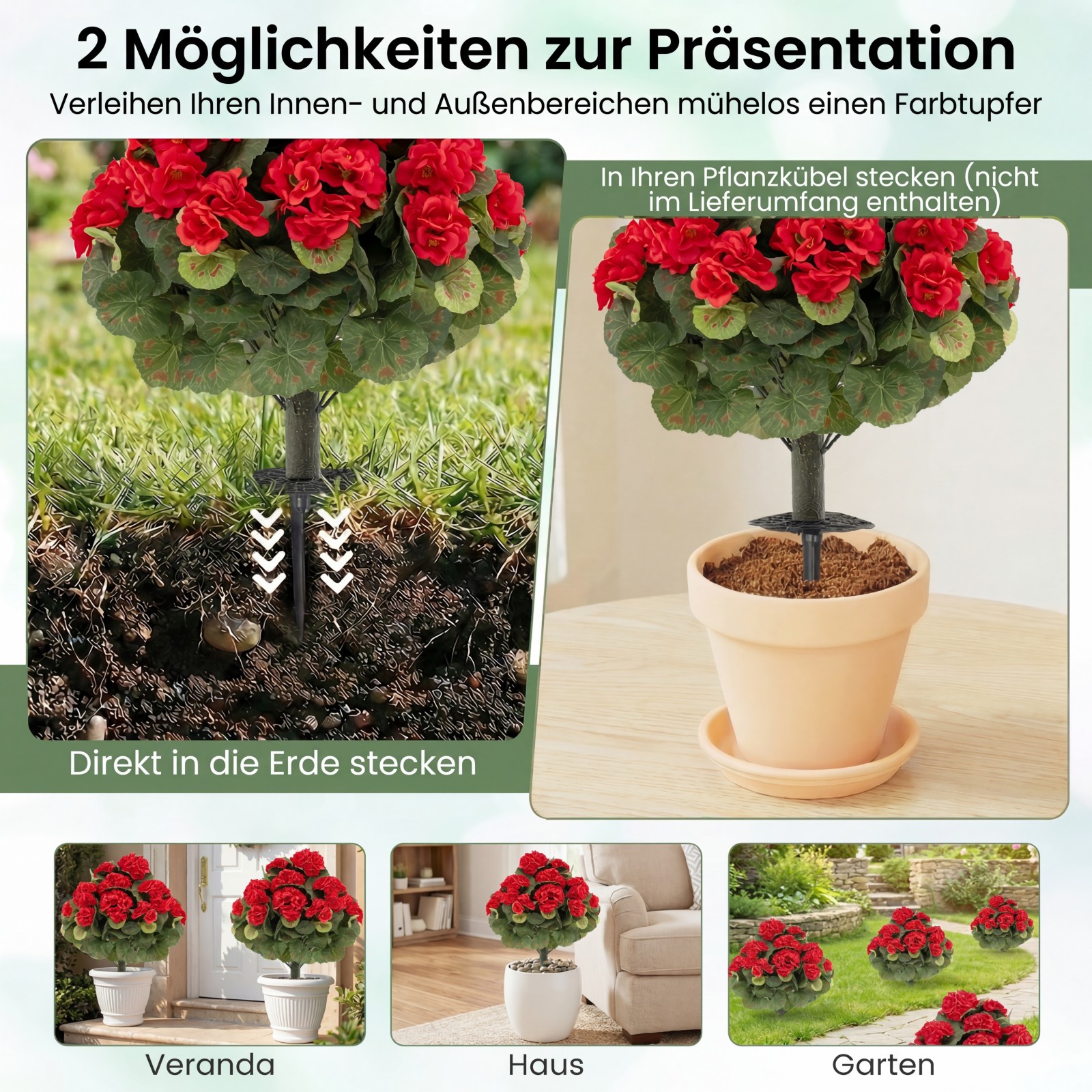 Dirbtinės pelargonijos 57 x 33 cm 2 vnt. 2