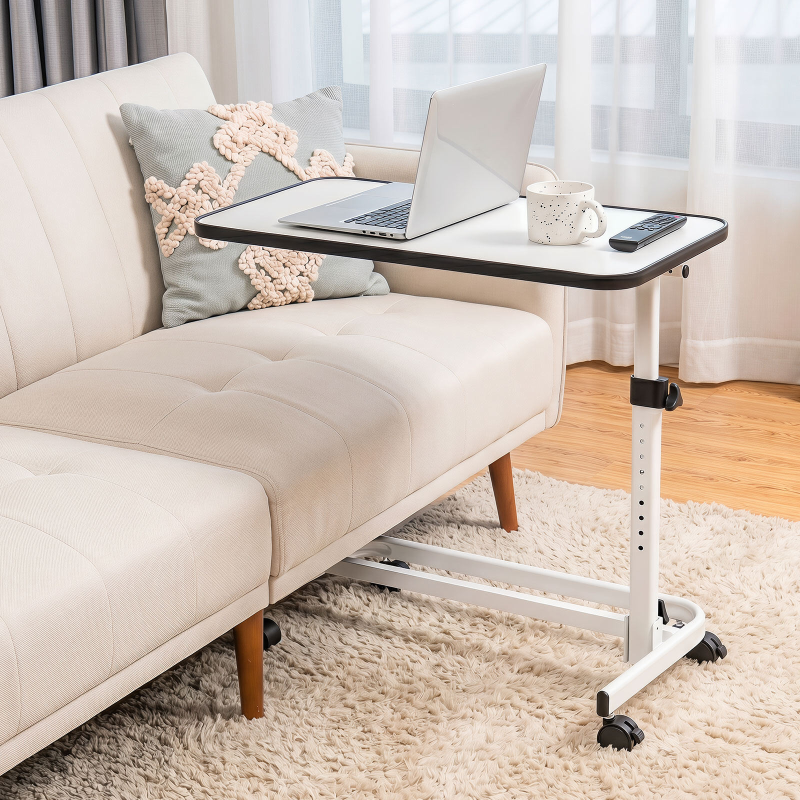 Naktsgaldiņš ar regulējamu augstumu un noliecamu galda virsmu, balts, 80 × 39,2 × 73–93 cm 2