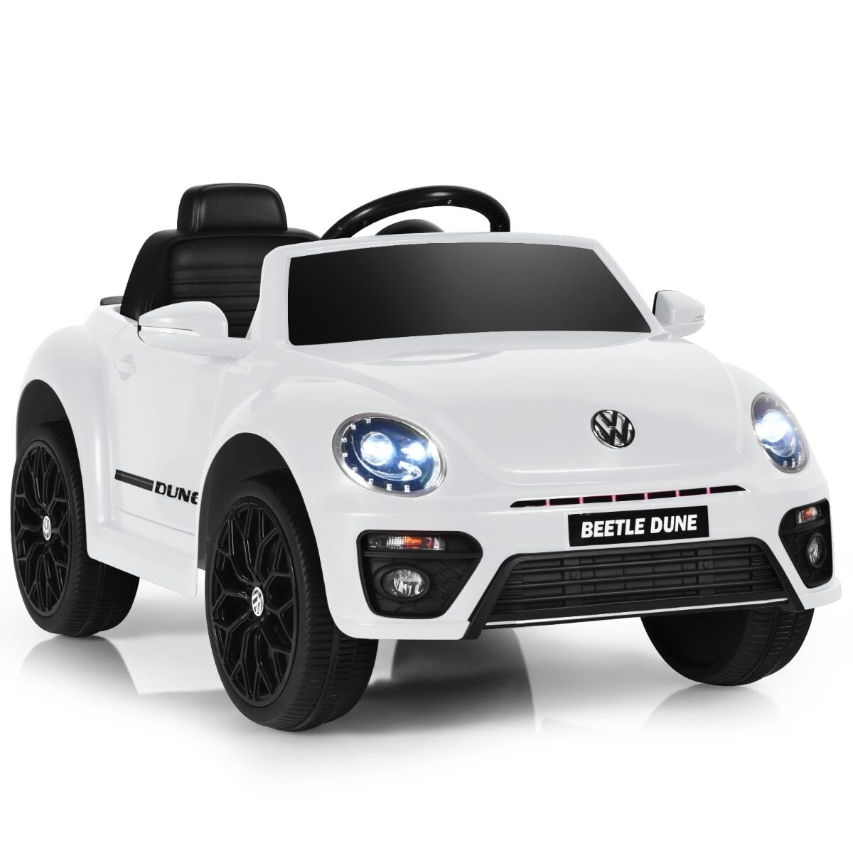 Vaikiškas elektromobilis Volkswagen Beetle su nuotoliniu valdymu, baltas, 94 × 55,5 × 47 cm