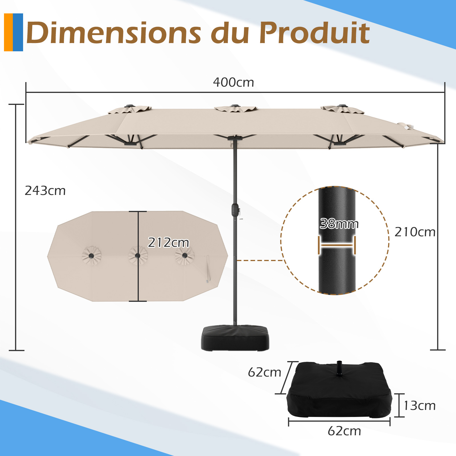 Sodo skėtis 400 x 212 cm 3