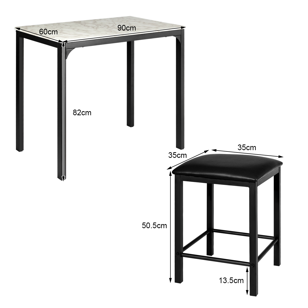 Stalo komplektas 90 x 60 x 82 cm 3 vnt. 2