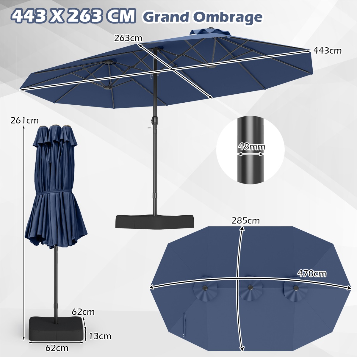 Lauko skėtis 470 x 285 cm