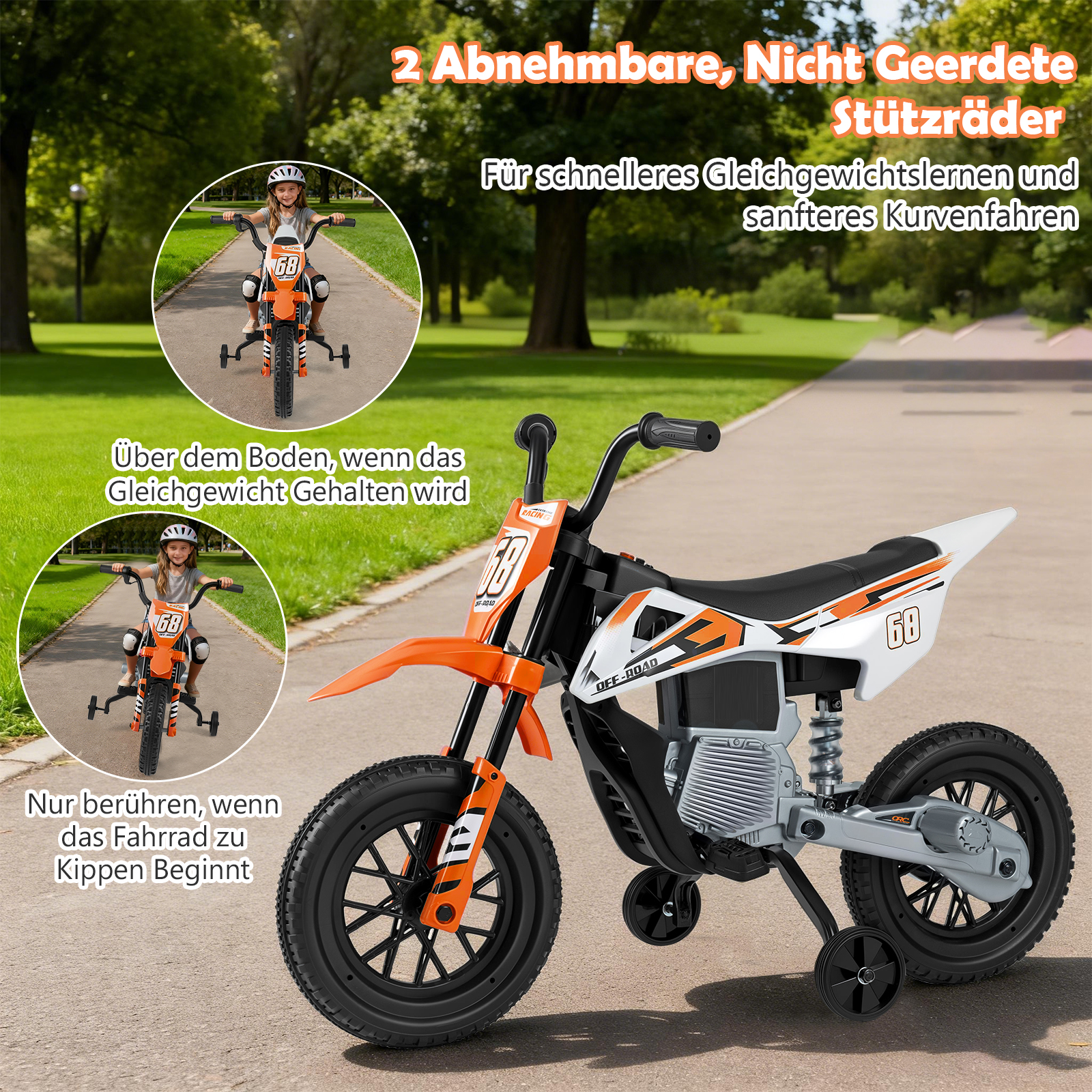 Vaikiškas elektrinis motociklas oranžinis 2